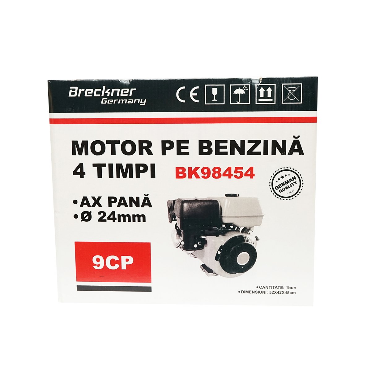 Motor pe benzina 9CP, 4 timpi, ax cu pana 25mm pornire sfoara Breckner Germany
